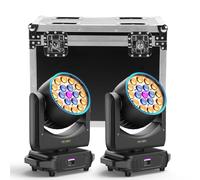 2Pcs 19x20W LED Teste Mobili + 60 Perline con Flightcase, RGBW Zoom Wash con Striscia LED d-mx512 Sound-Active per Palcetti Feste Club DJ Matrimoni