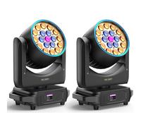 2Pcs 19x20W LED Teste Mobili + 60 Perline, RGBW Zoom Wash con Striscia LED d-mx512 Sound-Active per Palcetti Feste Club DJ Matrimoni