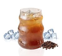 2pcs / 1pcs Vintage Drinking Glasses Ribbed Ice Coffee Cup, 530ml Wave Shape Cocktail Glasses, Gourd Shape Iced Coffee Glasses, Creative Ribbed Glassware for Tea, Milk, Whisky, Coffee Bar Accessories