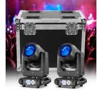 2PCS 200W Teste Mobili Luci Palcoscenico con 1 Flightcase, RGBW LED Fascio Luce Festa 14 Patterns 18 Prismi Focus Elettronico dmx512 per Natale DJ Discoteca Matrimonio