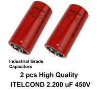 2pcs 2200uF 450V Condensatore Elettrolitico ITELCOND ACS Long-Life Term. Snap-IN