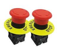 2pcs 22mm rosso interruttore a fungo di emergenza AC 660V 10A 1NC 1NO interruttore a pulsante con segnale di arresto di emergenza