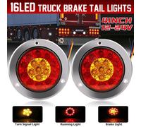 2pcs 24V Luce di Giro Auto Rotonda Luci Freno Posteriori 16LED Fanale Stop Coda