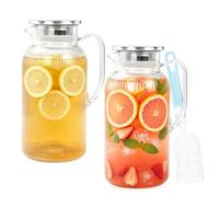2PCS 2L Brocca Plastica con Coperchio in Acciaio Inossidabile, Indivisibile | Acrilico Caraffa plastica, Trasparente Caraffe Plastica Festa, Irrossibile, Facile da Pulire Latte Broccola per Tè Gelato