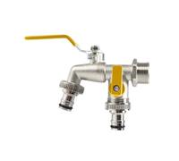 2pcs 3/4" Zinc Alloy Garden Faucet Dual Control Water Discharge Replacement Adapter Double Nipple with Handle Easy Turn On/off Per Giardino(YELLOW)