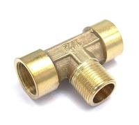 2pcs 3/8" BSP Female -Male -Female Tee 3 Way Brass Pipe fitting Connector Water Fuel Gas