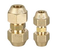 2Pcs 3/8Inch E 1/4Inch Rame Tubo Butt Giunto Ottone Tubo Montaggio Connettore