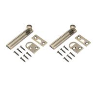2Pcs 3" per Solid Brass Surface Bolt, Brushed Slide Latch per Door Lock, Bronze