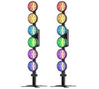 2PCS 300W 6 COB RGBW LED Par Luci da Palco,Faretto Lineare Vintage con Base di Supporto e Striscia a LED incorporata,Luci da Discoteca Effetto Strobo per Stage DJ Matrimoni Bar Spettacolo Natale