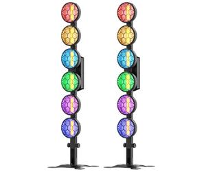 2PCS 300W 6 COB RGBW LED Par Luci da Palco,Faretto Lineare Vintage con Base di Supporto e Striscia a LED incorporata,Luci da Discoteca Effetto Strobo per Stage DJ Matrimoni Bar Spettacolo Natale