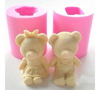 2pcs 3D Cute Bear Boy Girl Silicone Soap Mold Fondant Cake Decorating Tools Cake Chocolate Mold Gum Paste Candle Moulds