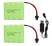 2PCS 4,8V 2400mAh Batterie Ricaricabili AA NiMH con Connettore SM-2P e Cavo di Ricarica USB per Auto RC Camion Jumper Escavatore RC SY-E511, Giocattolo Elettrico, Utensili Elettrici