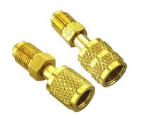 2Pcs 5/16 SAE 1/4 SAE Fit For R410 R22 Gauge Hose Vacuum Pump AC Adapter Brass