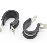 2Pcs 6MM-55MM 304 Stainless Steel Rubber Lined P Clips - Durable Hose Pipe Clamp for Secure Cable Mounting(14mm)