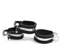 2Pcs 6MM-55MM 304 Stainless Steel Rubber Lined P Clips - Durable Hose Pipe Clamp for Secure Cable Mounting(48mm)
