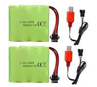 2pcs 7.4V 1000mAh SM-4P Plug Batteria con Cavo di Ricarica USB per DE36W DE65 NO.1809 RC Toy Car Modello Off-Road Car Drift Racing Batteria