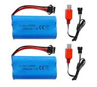 2PCS 7.4V 1200mAh SM-4P Spina Batteria con USB Cavo di Ricarica per EC08 RC Auto giocattolo Modello Off-Road Arrampicata Drifting Racing Car RC Barca Batteria