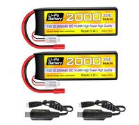 2PCS 7.4V 2000mAh 2S Lipo batteria 35C con 3.5millimetri Banana testa spina con cavo di ricarica USB per RC auto camion RC barca RC Quadcopter FPV Drone Batteria