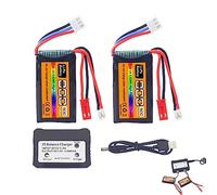 2PCS 7.4V 2S 50C 800mAh connettori JST e PH2.0 con caricatore 2 in 1 per SCX24 RC Car Compatibile con la parte delle batterie per auto camion e droni RC in scala 1/10, 1/16, 1/18, 1/24