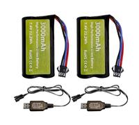 2PCS 7.4V 3000mah 15C 2S batteria agli ioni di litio con SM-3P spina con cavo di ricarica USB per DE43 DE60 9500E controllo auto modello auto camion Huina 1575 RC Toy Car batteria