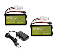 2PCS 7.4V 3000mah 15C 2S batteria agli ioni di litio con spina SM-2P con 2-in-1 caricabatterie per H105 H103 H101 RC Barca MN D99 D99s D90 D91 RC Auto Camion RC Barca Batteria