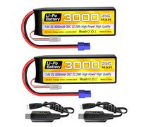 2PCS 7.4V 3000mAh 2S Lipo batteria 35C EC3 spina con cavo di ricarica USB per RC auto camion RC barca RC Quadcopter FPV Drone Batteria