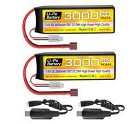 2PCS 7.4V 3000mAh 2S Lipo batteria 35C T-plug con cavo di ricarica USB per RC Auto Camion RC Barca RC Quadcopter FPV Drone Batteria