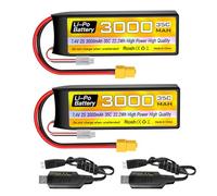 2PCS 7.4V 3000mAh 2S Lipo batteria 35C XT60 spina con cavo di ricarica USB per RC auto camion RC barca RC Quadcopter FPV Drone