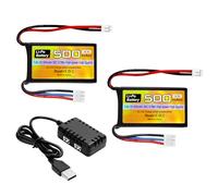2PCS 7.4V 500mAh 30C PH2.0 Spina Lipo Cinghia Batteria con Caricatore 2-in-1 per AX24 SCX24 RC Modelli Auto, e la maggior parte 1/10, 1/16, 1/18, 1/24 Scala RC Auto Camion, Droni