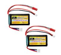 2pcs 7.4V LiPo 2S 50C 800mAh con Spina JST e PH2.0 per Auto RC SCX24 Compatibile con la Maggior Parte Delle batterie per auto RC, camion e droni RC in scala 1/10, 1/16, 1/18, 1/24