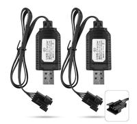 2Pcs 7.4V USB Cavo Caricatore RC per Batteria LiPo 2S, Cavo di Ricarica USB con SM-4P Plug per Auto RC, Drone, Aereo, Car, Trucks, Barca e Altri Giocattoli Radiocomandati, con Indicatore LED