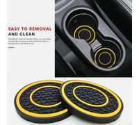 2pcs 7cm Auto Consolle Centrale Antiscivolo Pad Easy Pulire Giallo Linea 2pcs