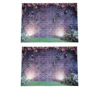 2pcs 7X5Ft Flowers Wall Photography Backdrops Brick Backdrop Spring Stuido Background