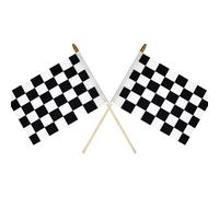 2Pcs 8x12 Inch Checkered Flags Black and White Racing Flags on Stick Formula One F1 Racing Flag Hand Held Stick Flags NASCAR Fl
