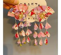 2Pcs a Mano Giapponese Sakura Capelli Clip Kanzashi Lolita Nappa Forcina Kimono