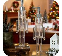 2PCS Acrylic Nutcracker Soap Dispenser Clear - Christmas Clear NutcrackerSoapDispenser, for Holiday Bathroom & Home Kitchen Decor (2Pcs)