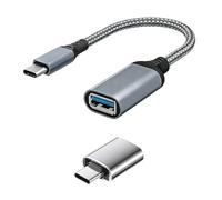 2PCS Adattatore USB C a USB 3.0 OTG con Cavo Breve, Convertitore Tipo C a USB A per Trasferimento Dati 5Gbps e Ricarica, Compatibile con Smartphone 17/16/15 Serie, Galaxy S23/S22/S21, Tablet, Laptop