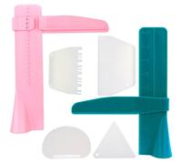2pcs Adjustable Cake Smoother Polisher with 4pcs Different Scrapers, Fondant Cream Edge Smoothing Decorating Tools - Green, Pink