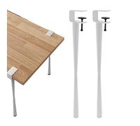 2Pcs Adjustable Table Clamp Legs,F-Shape Dining Desk Legs,Metal Table Leg,Office Table Legs DIY Iron Bench Leg,for DIY Furniture Console,with Floor Protectors (71cm(28in),White)