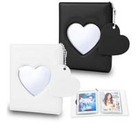 2PCS Album Fotografico Mini,Porta Photocard Album Foto,Mini Album Fotografico da 3 Pollici,Cuore d'Amore, Adatto per Archiviare Foto,Memorizzare Foto Idoli, Carte D'Identità