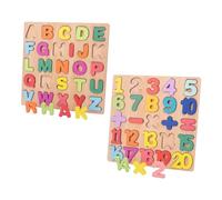 2pcs Alfabeto Puzzle Tavola CHUNLINLAODA Lettere Bambini Puzzle Tridimensionale in Legno 3D Numero Giocattolo Giocattoli Educativi Giocattolo Educativo per Bambini Ragazze Ragazzi (Multicolore 1)