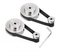 2pcs Alluminio 5mm Alesaggio 2GT Puleggia 60 denti + 2pcs GT2 20T Cinghia dentata Ruota sincrona +2pcs 200mm Chiuso Loop Cinghia di gomma per 6mm Larghezza Cintura Stampante 3D CNC Macchina