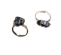 2Pcs Anello Di Tormalina Nera Naturale Anello Di Gemellaggio Di Cristallo Grezzo Irregolare Anelli Di Pietra Aperti Da Donna Regolabili Reiki Balance Anelli Di Barretta Alla Caviglia Per Le Donne Ra