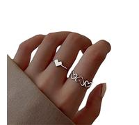 2pcs Argento Colore Amore Cuore Hollow Anello Aperto Femminile INS Tendenza Ragazze Dolci Elegante Anello Hip-Hop per I Regali dei Monili degli AmiciDurability