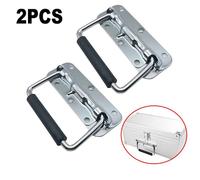 2Pcs Argento Metallo Maniglioni for Volo Scatola Alluminio E Pesante IN Legno