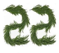 2PCS Artificial Norfolk Pine Garlands - 5/6/9ft Real Touch Christmas Garland for Mantle, Table, Wall Christmasdecorations (6FT/180cm,2Pcs)