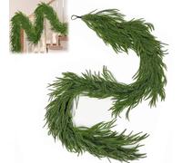 2PCS Artificial Norfolk Pine Garlands - 5/6/9ft Real Touch Christmas Garland for Mantle, Table, Wall Christmasdecorations (9FT/270cm,1Pcs)