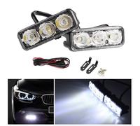 2Pcs Auto 3LED Super Bianco DRL Luci diurne Universale LED Lampada per denti 12V