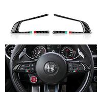 2PCS Auto volante Sticker Decal Cover Carbon Fiber Trim Compatibile con Alfa Romeo Giulia Stelvio 2016 2016 2017 2018 2019 Accessori interni (Nero)