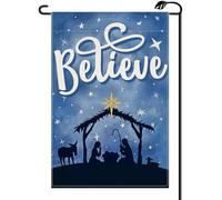 2Pcs Bandiere Da Cortile Believe Jesus Christmas Winter Holy Night Bandiera